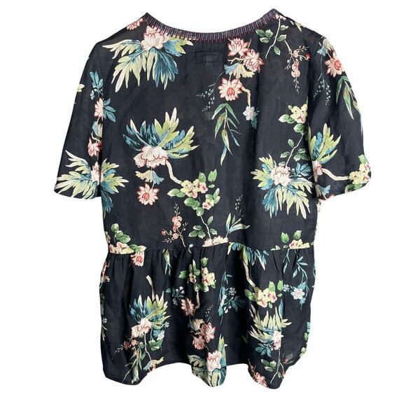Johnny Was Workshop Floral Boho Blouse Black Size M - Picture 4 of 5